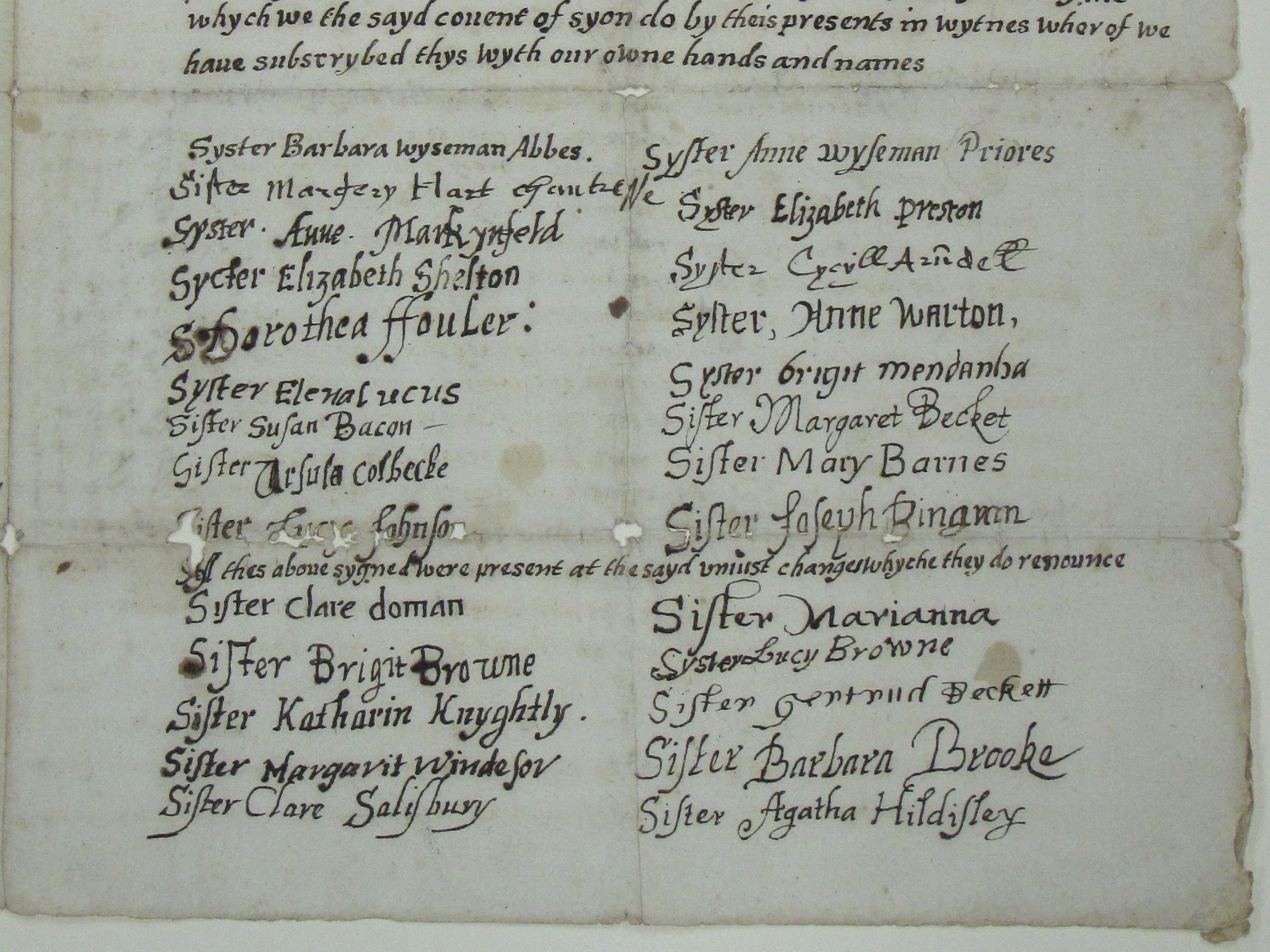 Detail of signatures from a 17th century petition (ref: EUL MS 389/ECC/1/2)