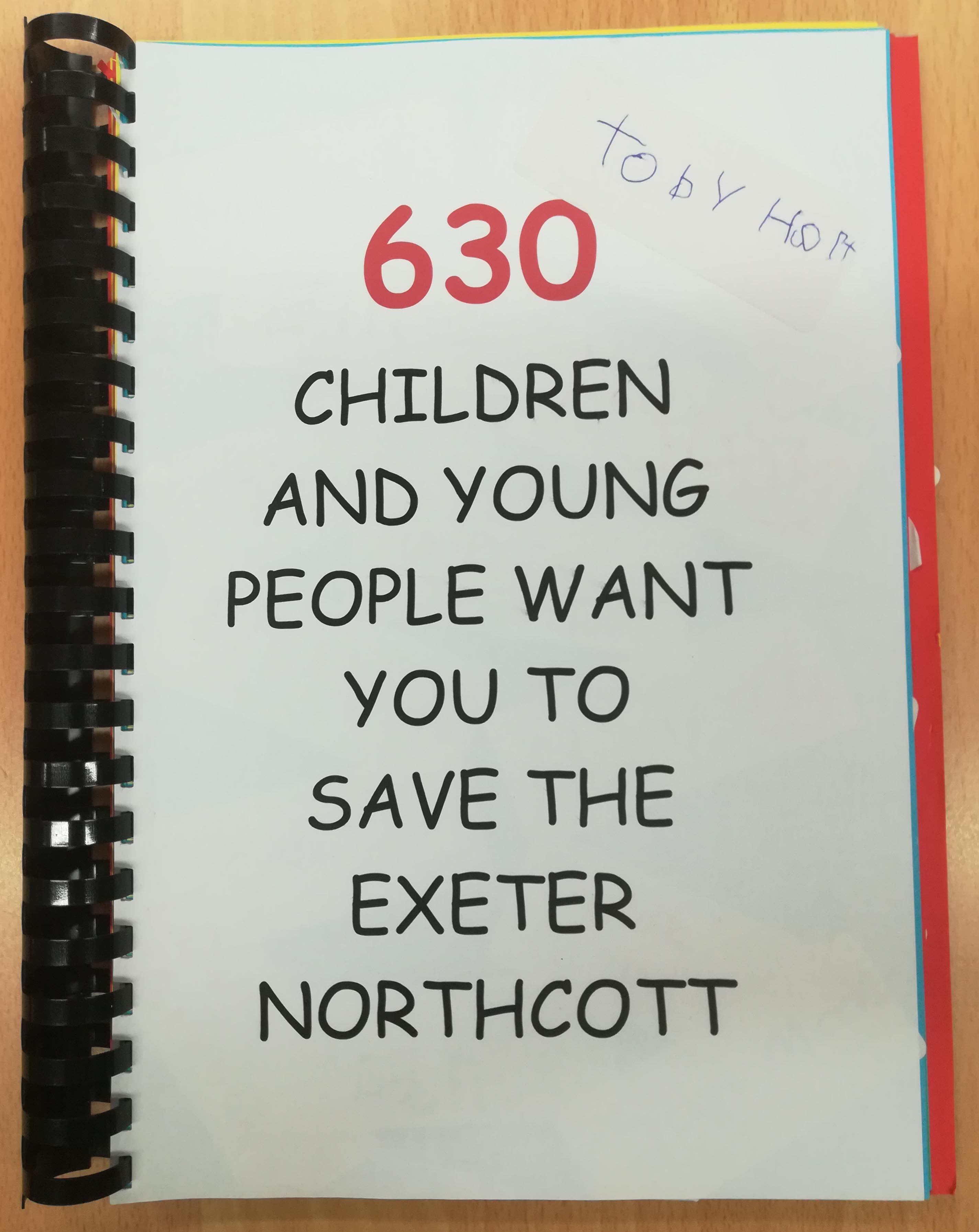 Book signed by 630 children supporting the Northcott Theatre